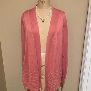 Lety & Me Coral Gabby Pointelle Cardigan Women’s Size XXL NEW (Dark Pink/Coral)